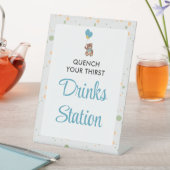 青モダンい可愛い赤ちゃんシャワーバー台座看板 台座サイン (インサイチュ)