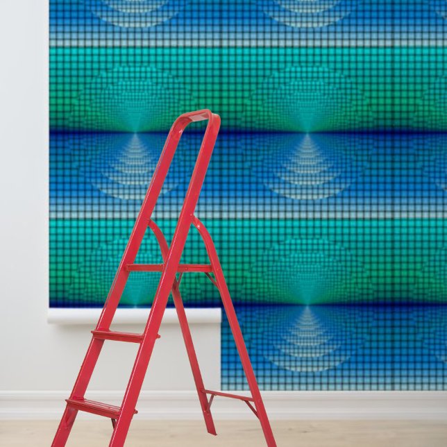 青モダンい四角と円の皮と棒 壁紙 (Modern blue squares and circles Peel and stick Wallpaper)