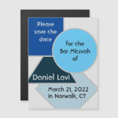 青モダンい形の磁石を保存 (正面/裏面)