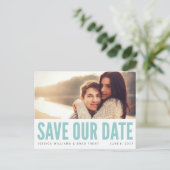 青モダンい救Our Date写真はがき 案内ポストカード (スタンド正面)