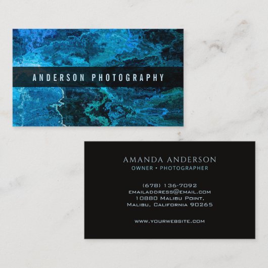 青モダンい水色|名刺 名刺 (正面/裏面)