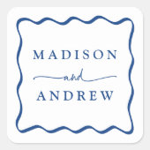 青モダンい波状のフレ結婚ーム スクエアシール (正面)