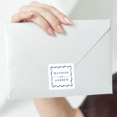 青モダンい波状のフレ結婚ーム スクエアシール