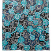 青モダンい生存線のモダン抽象芸術 シャワーカーテン (正面)