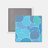 青モダンい緩和曲線パターン マグネット (正面/裏面)