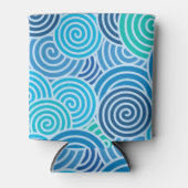 青モダンい緩和曲線パターン 缶クーラー (正面)