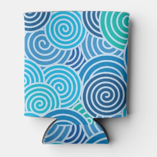 青モダンい緩和曲線パターン 缶クーラー (正面)