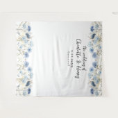 青モダンい野結婚花の写真の背景 タペストリー (正面(横))