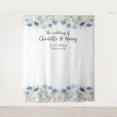 青モダンい野結婚花の写真の背景 タペストリー (正面)