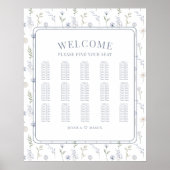 青モダンい野結婚花の座席表 ポスター (正面)