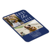 青モダンい2枚の写真が日付を保存結婚する マグネット (右側)