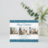 青モダンい3フォトコラージュ星 シーズンポストカード (スタンド正面)