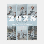 青モダンい6枚の写真卒業 フリースブランケット (正面)