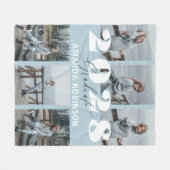 青モダンい6枚の写真卒業 フリースブランケット (正面(横))