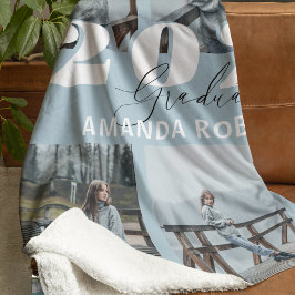 青モダンい6枚の写真卒業 フリースブランケット