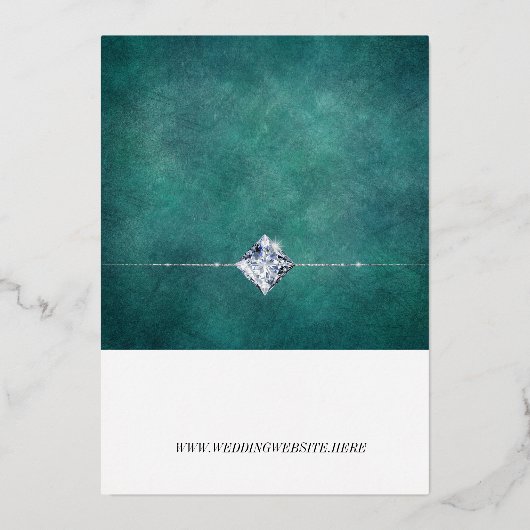 青モダンい、唯一の愛、日付のフォイルを侵略を保存 箔招待状 (裏面)