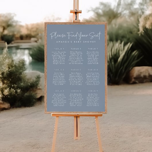 青モダンいOhベビーシンプルシャワー座席表 ポスター