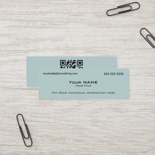 青モダンいQRコード スキニー名刺 (正面/裏面インサイチュ)