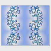 青モダンおもしろい可愛い蝶のパターン ラッピングペーパー (フラット)