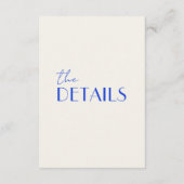 青モダンお洒落フランスのレトロ結婚詳細 エンクロージャーカード (裏面)