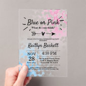 青モダンかピンク?性別の表示パーティー アクリル招待状 (インサイチュ (ポータブル))