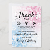 青モダンかピンク?性別の表示パーティー サンキューカード (正面)