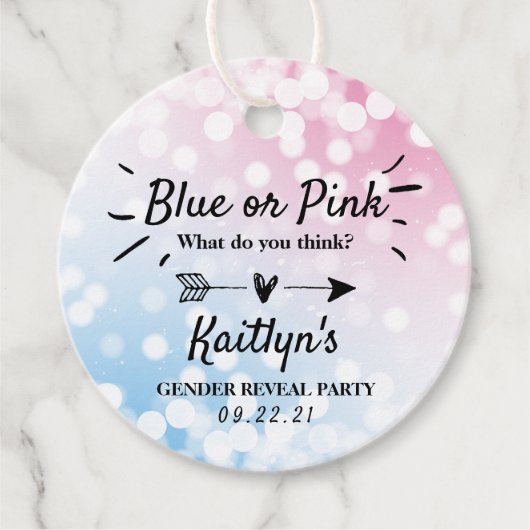 青モダンかピンク？性別の表示パーティー フェイバータグ (正面)