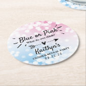 青モダンかピンク?性別の表示パーティー ラウンドペーパーコースター (アングル)
