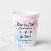 青モダンかピンク？性別の表示パーティー 紙コップ (裏面)