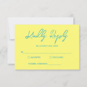 青モダンとバターイエロー結婚ズ 出欠カード (正面)