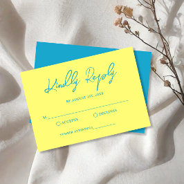 青モダンとバターイエロー結婚ズ 出欠カード