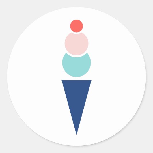 青モダンとピンクのおもしろいアイスクリーム ラウンドシール (正面)