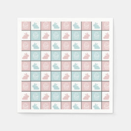 青モダンとピンクのイースターバニー卵かわいいパターン スタンダードカクテルナプキン
