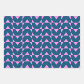 青モダンとピンクの幾何形状パターン ラッピングペーパーシート (正面)