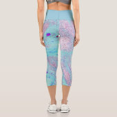 青モダンとピンクの芸術品を気取ったカラフルファンキー芸術 カプリレギンス (裏面)