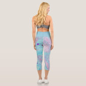 青モダンとピンクの芸術品を気取ったカラフルファンキー芸術 カプリレギンス (裏面)