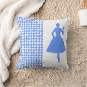 青モダンと千鳥格子のファッション クッション (ブランケット)