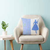 青モダンと千鳥格子のファッション クッション (椅子)