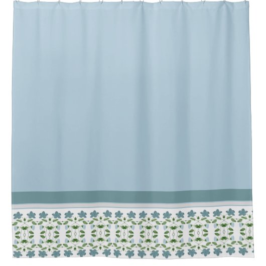 青モダンと灰色のアクセント シャワーカーテン (正面)