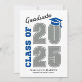 青モダンと灰色の卒業 案内状 (正面)