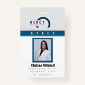 青モダンと灰色の従業員IDバッジ バッジ (正面)