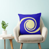 青モダンと白に近い抽象芸術波 クッション (椅子)