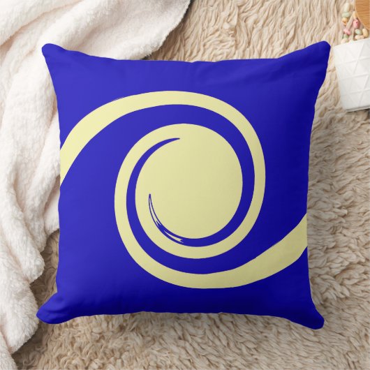 青モダンと白に近い抽象芸術波 クッション (ブランケット)