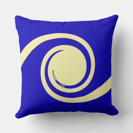 青モダンと白に近い抽象芸術波 クッション (裏面)