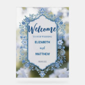 青モダンと白のオーバーレイ結婚花 アクリルサイン (正面)