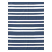 青モダンと白のストライプパターン テーブルクロス (正面)