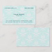 青モダンと白のダマスク 名刺 (正面/裏面)