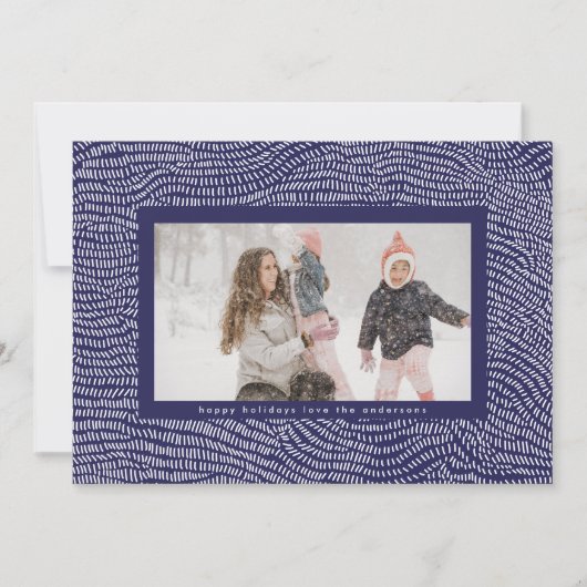 青モダンと白のドードルクリスマスフレームの写真 シーズンカード (正面)
