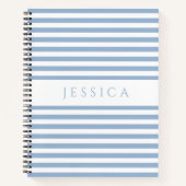 青モダンと白のパタストライプのーン名 ノートブック (正面)