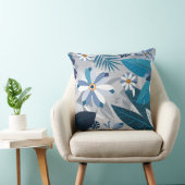 青モダンと白のフローラとジオメト離れリ クッション (椅子)